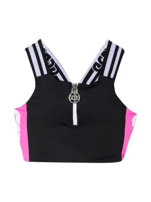 GCDS Kids Logo Printed Crop Top