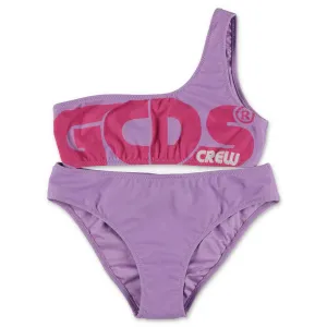 GCDS Kids Logo Printed One Shoulder Bikini Set