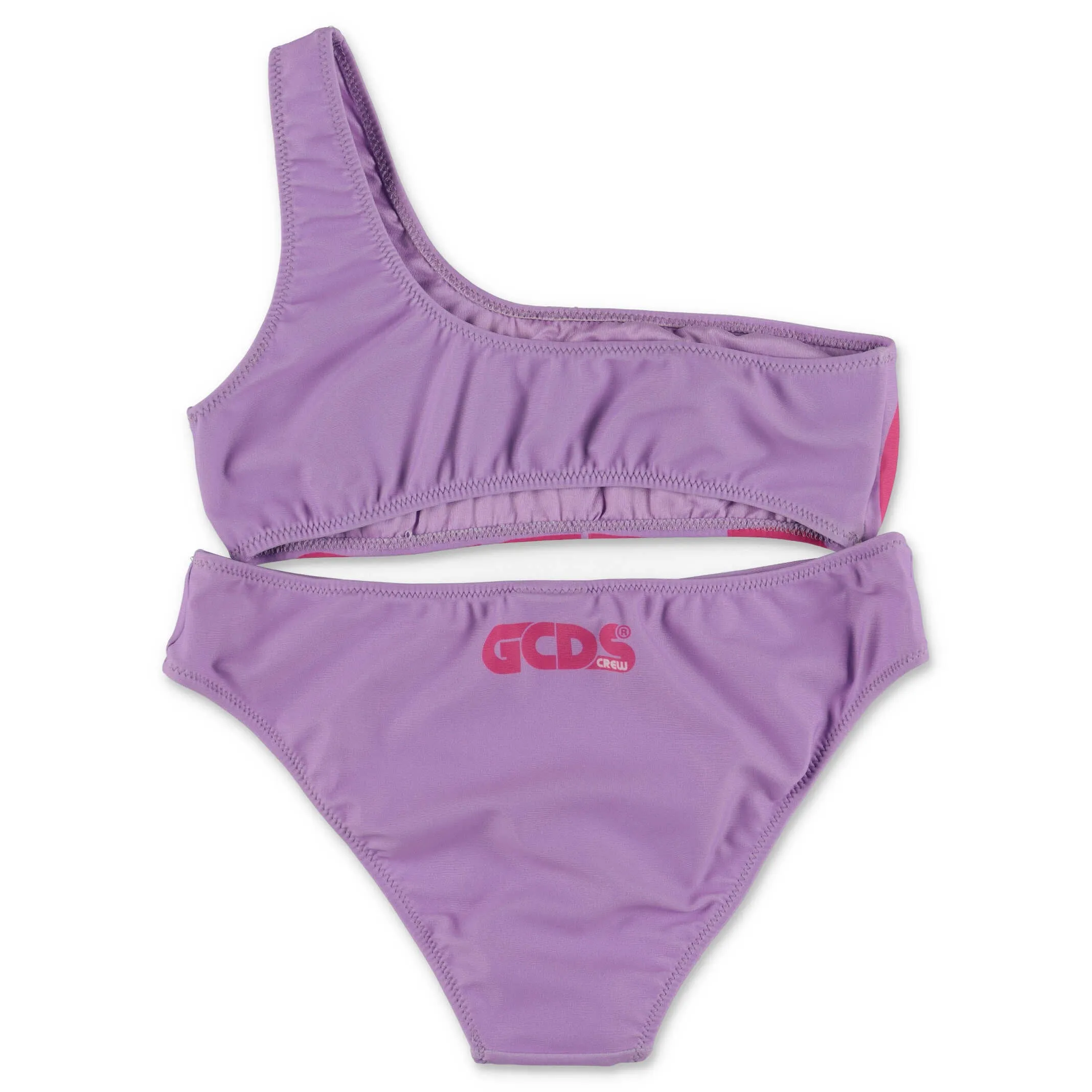 GCDS Kids Logo Printed One Shoulder Bikini Set