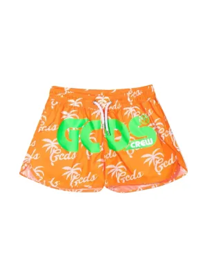 GCDS Kids Logo Printed Swim Shorts