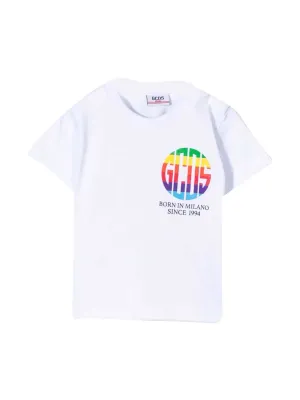 GCDS Kids Rainbow Logo Print T-Shirt
