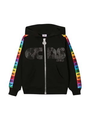 GCDS Kids Rainbow Logo Stripe Hooded Jacket