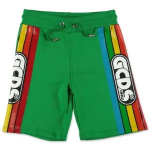 GCDS Kids Rainbow Stripe Logo Printed Shorts