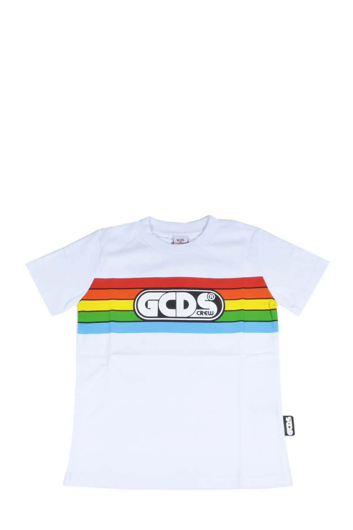 GCDS Kids Rainbow Stripe Logo Printed T-Shirt