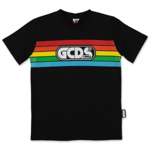 GCDS Kids Rainbow Stripe Logo Printed T-Shirt