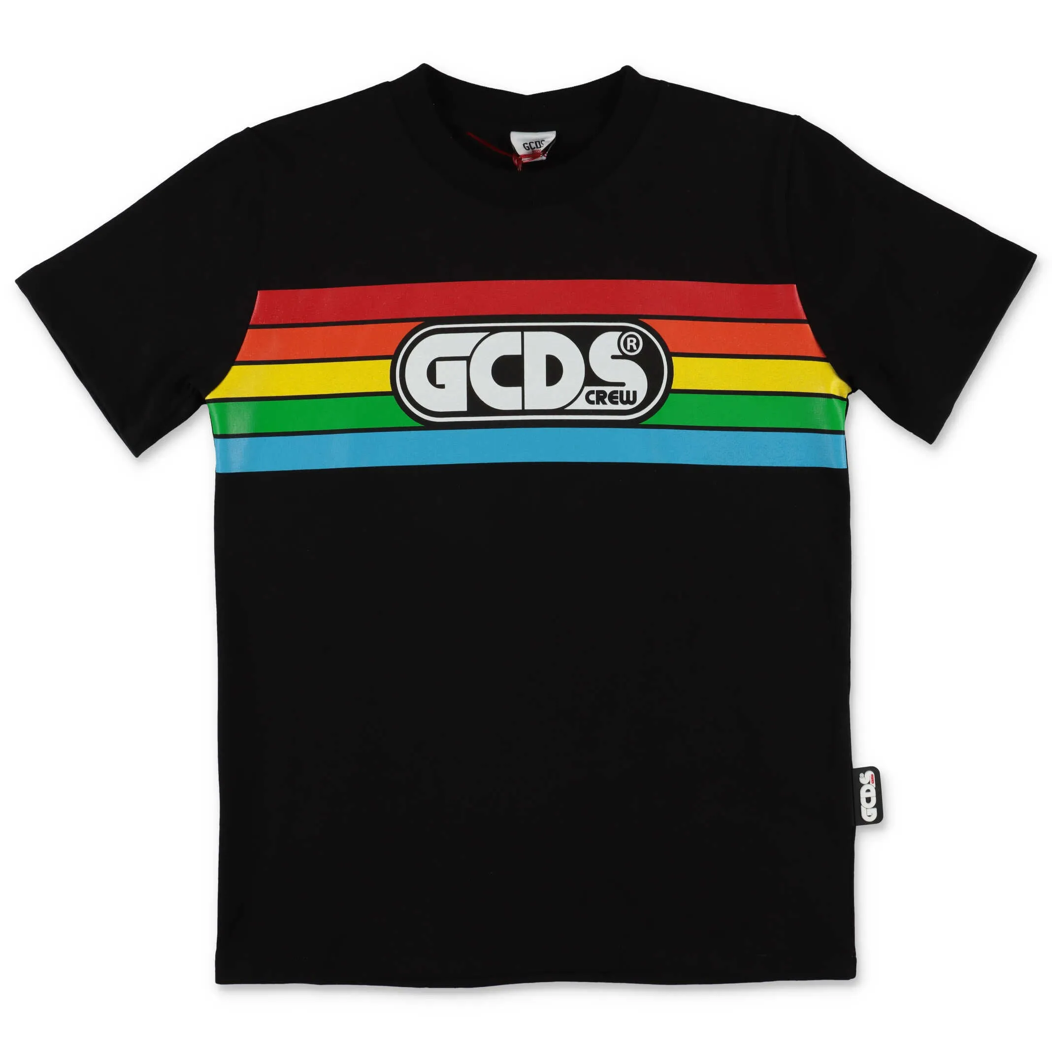 GCDS Kids Rainbow Stripe Logo Printed T-Shirt