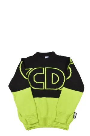 GCDS Kids Two-Tone Logo Intarsia Knit Jumper
