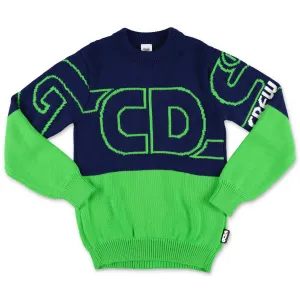 GCDS Kids Two-Tone Logo Intarsia Knit Jumper