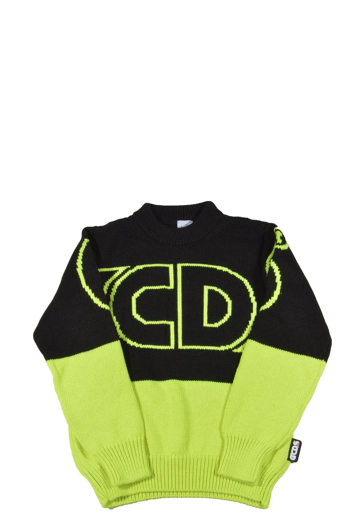 GCDS Kids Two-Tone Logo Intarsia Knit Jumper