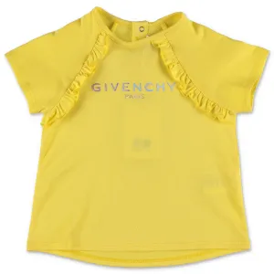 Givenchy Kids Logo Embroidered Ruffle Detail T-Shirt