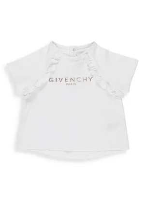 Givenchy Kids Logo Embroidered Ruffle Detail T-Shirt