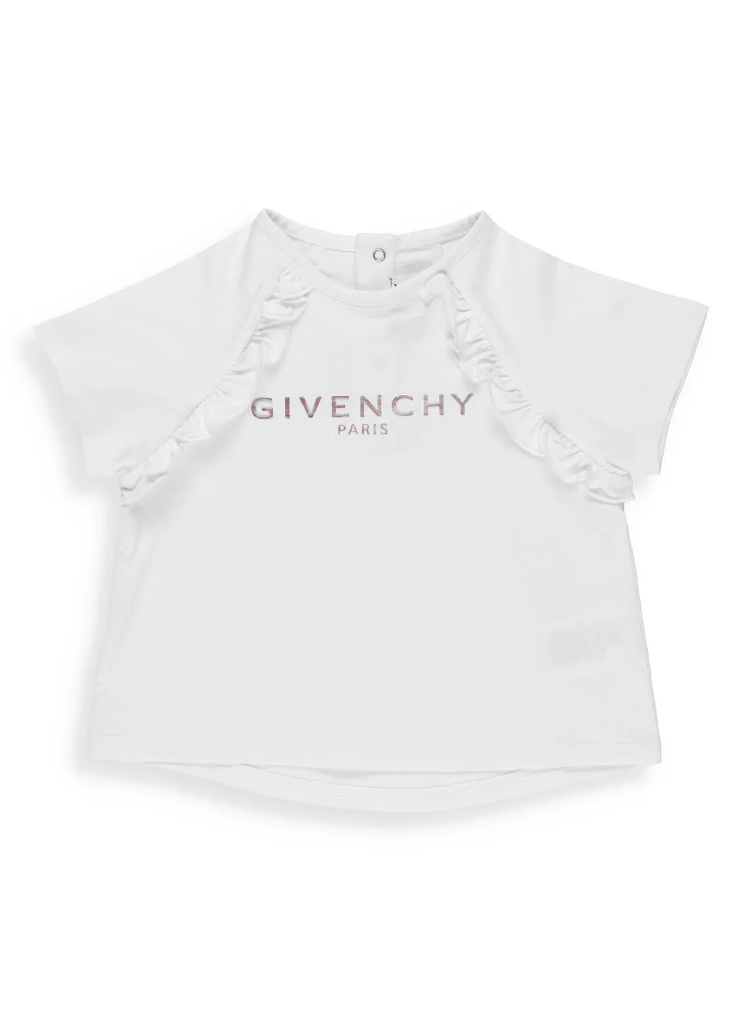 Givenchy Kids Logo Embroidered Ruffle Detail T-Shirt