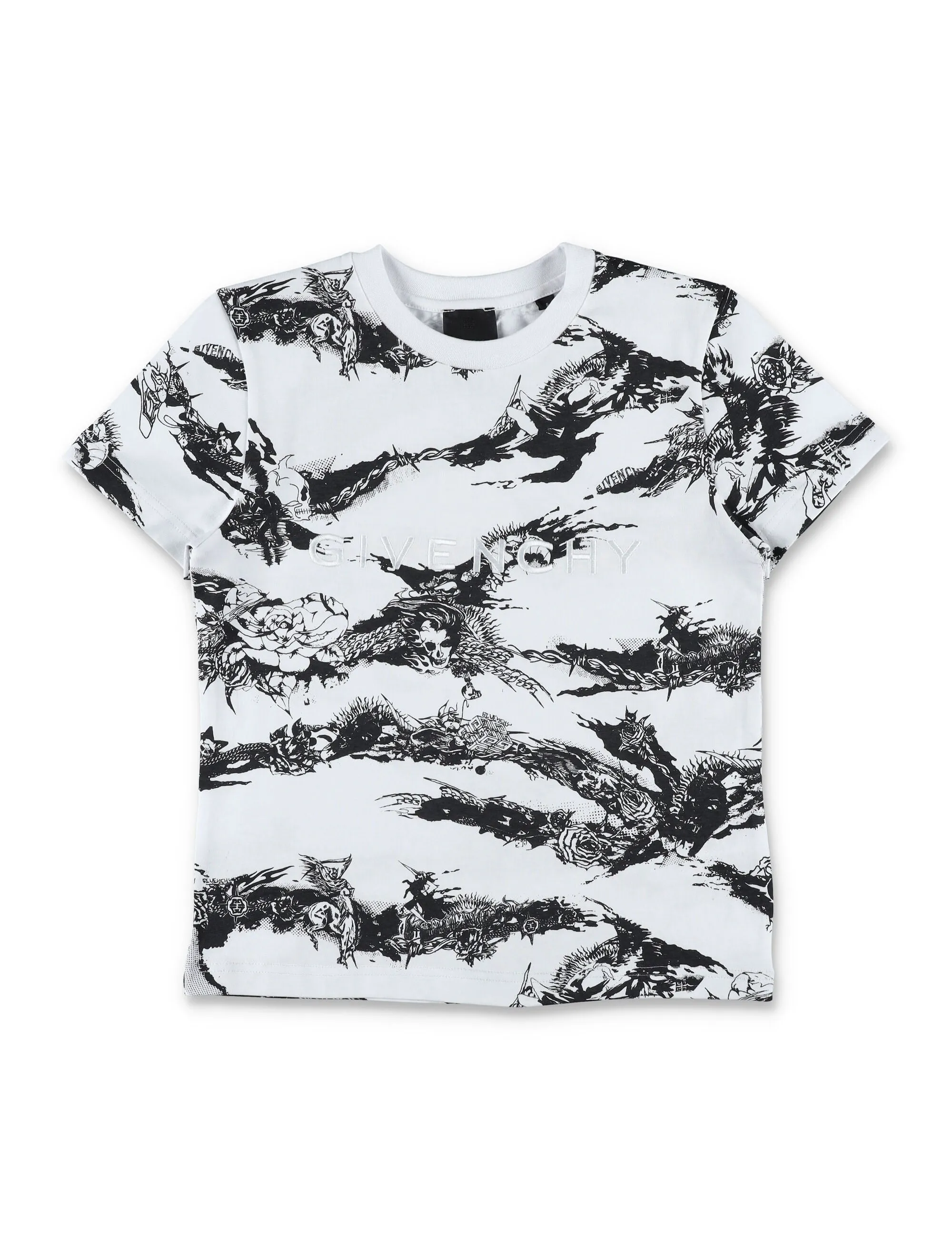 Givenchy Kids Logo Embroidery Graohic Printed Crewneck T-Shirt