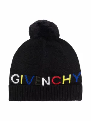 Givenchy Kids Logo Intarsia Pompom Beanie