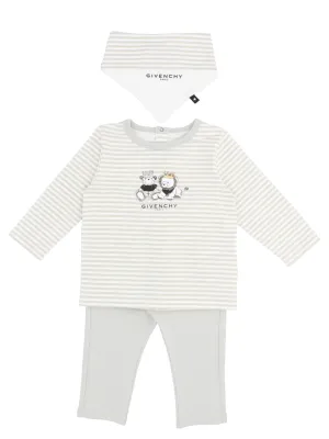 Givenchy Kids Striped Logo Print Onesie Set