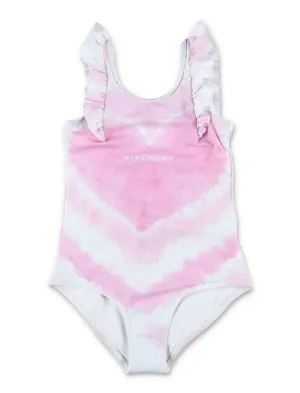 Givenchy Kids Tie Dye Logo Printed One Pice Swimsuit