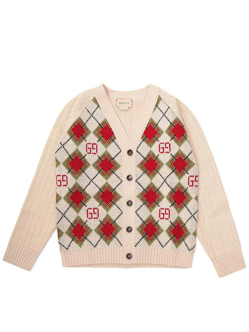 Gucci Kids GG Argyle Cardigan
