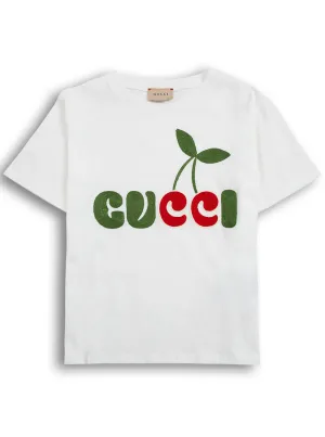 Gucci Kids Logo Cherry Print T-Shirt