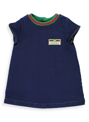 Gucci Kids Logo Patch Denim Dress
