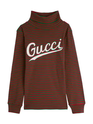 Gucci Kids Logo Striped Long-Sleeve Top