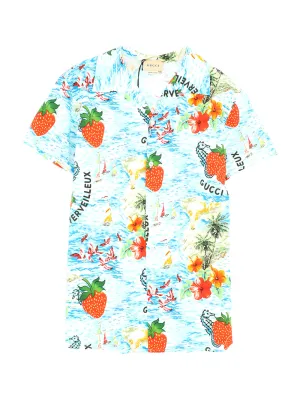 Gucci Kids Strawberry Smoothie Print Shirt