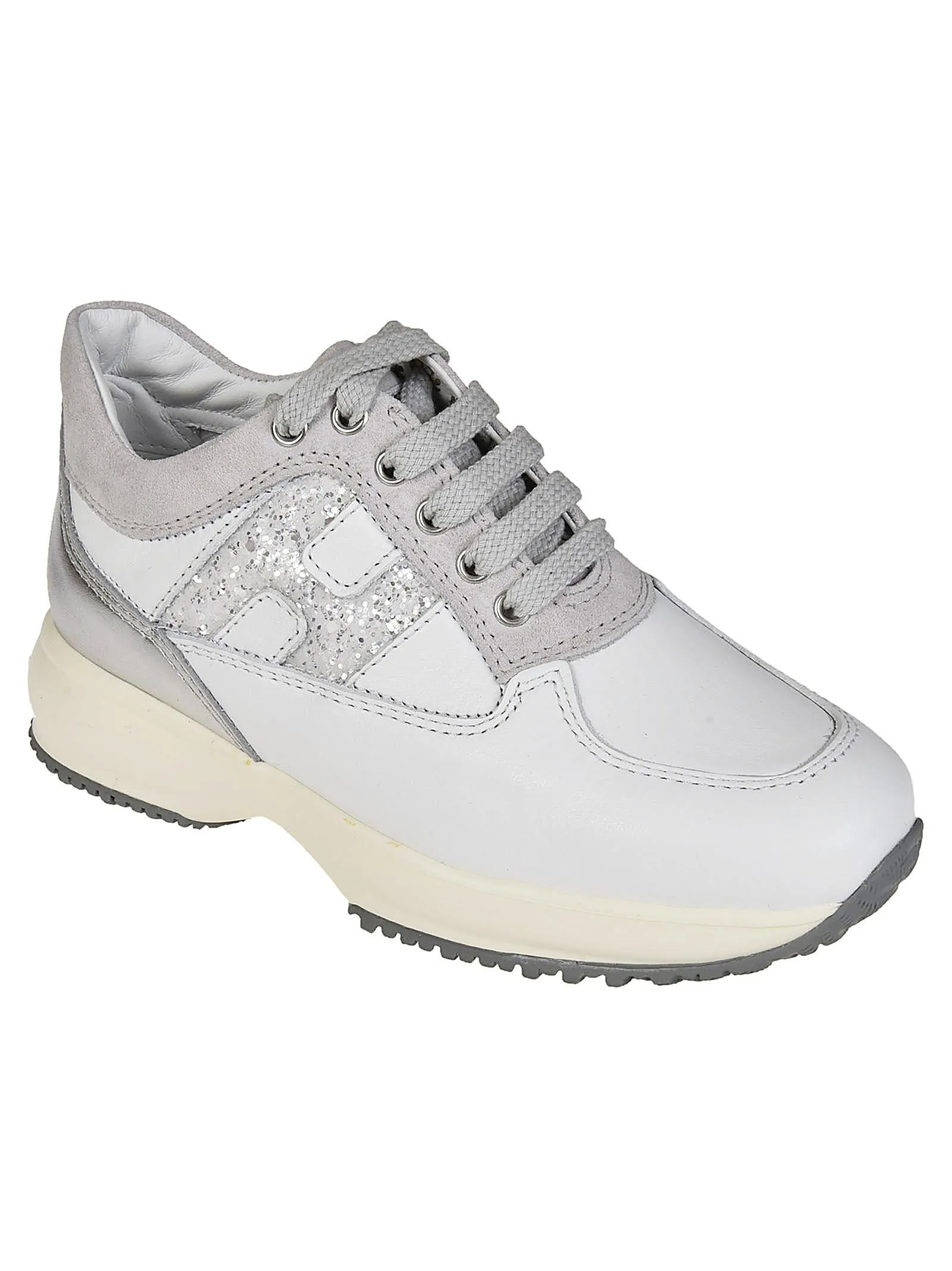 Hogan Kids Glittered Logo Sneakers