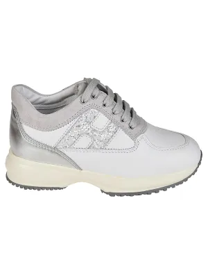 Hogan Kids Glittered Logo Sneakers