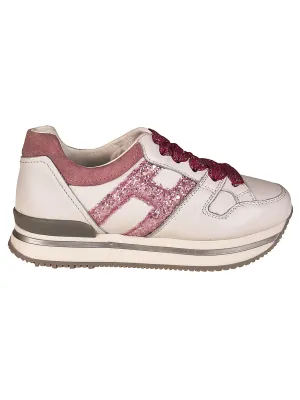Hogan Kids Glittered Logo Sneakers