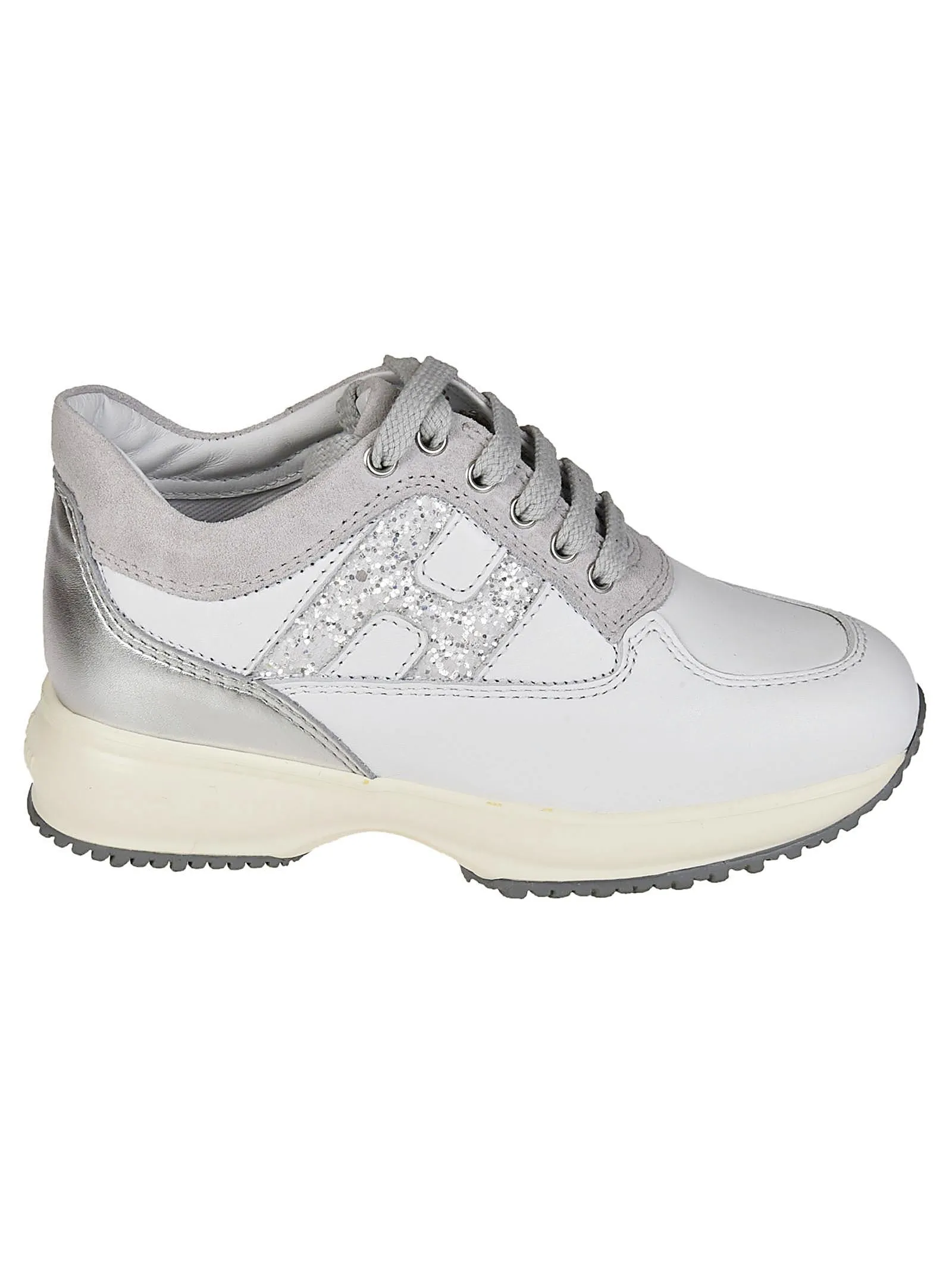Hogan Kids Glittered Logo Sneakers