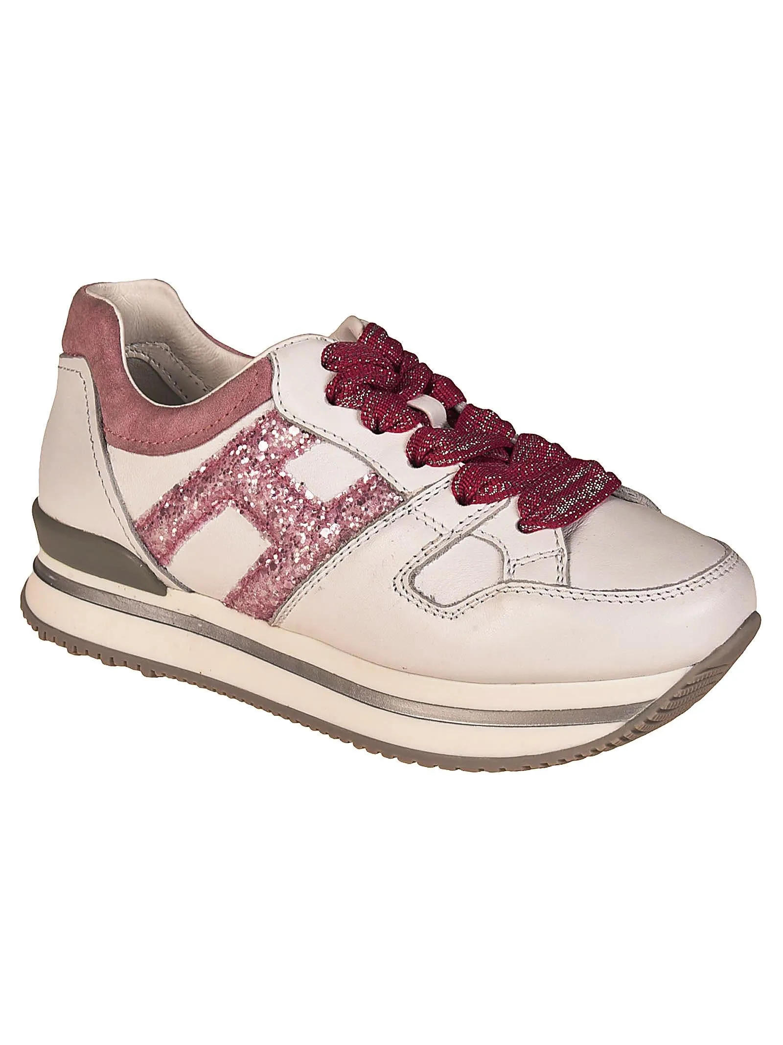 Hogan Kids Glittered Logo Sneakers