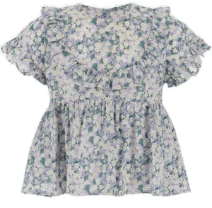 Il Gufo Allover Floral Printed Short Sleeved Blouse