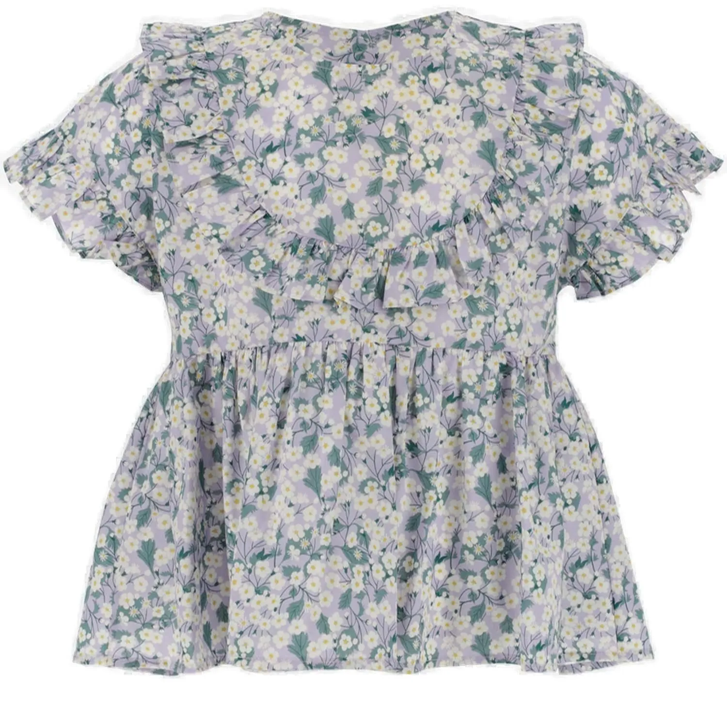 Il Gufo Allover Floral Printed Short Sleeved Blouse