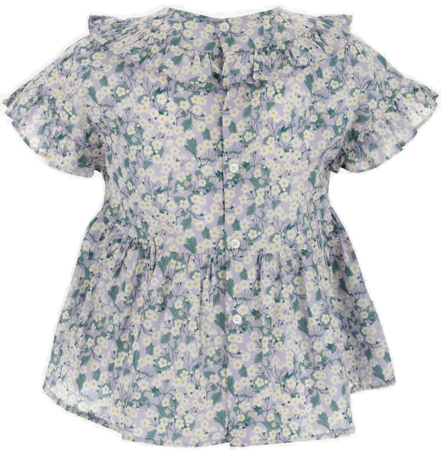 Il Gufo Allover Floral Printed Short Sleeved Blouse