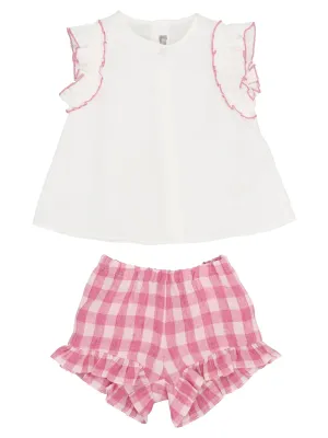 Il Gufo Ruffled Trim Short Set