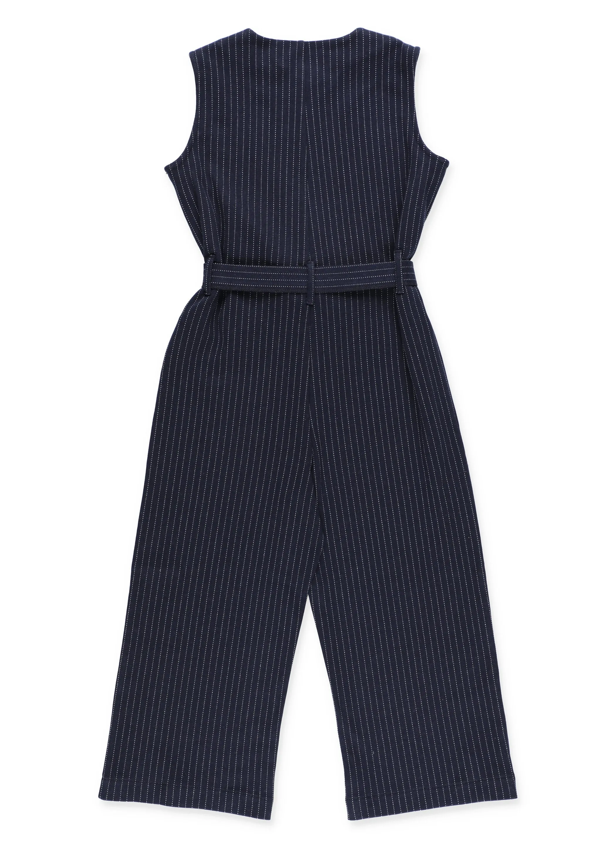 Il Gufo Tie Belt Pinstripe Sleeveless Jumpsuit