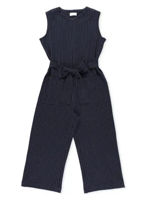 Il Gufo Tie Belt Pinstripe Sleeveless Jumpsuit