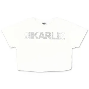 Karl Lagerfeld Kids Embellished Logo Cropped T-Shirt