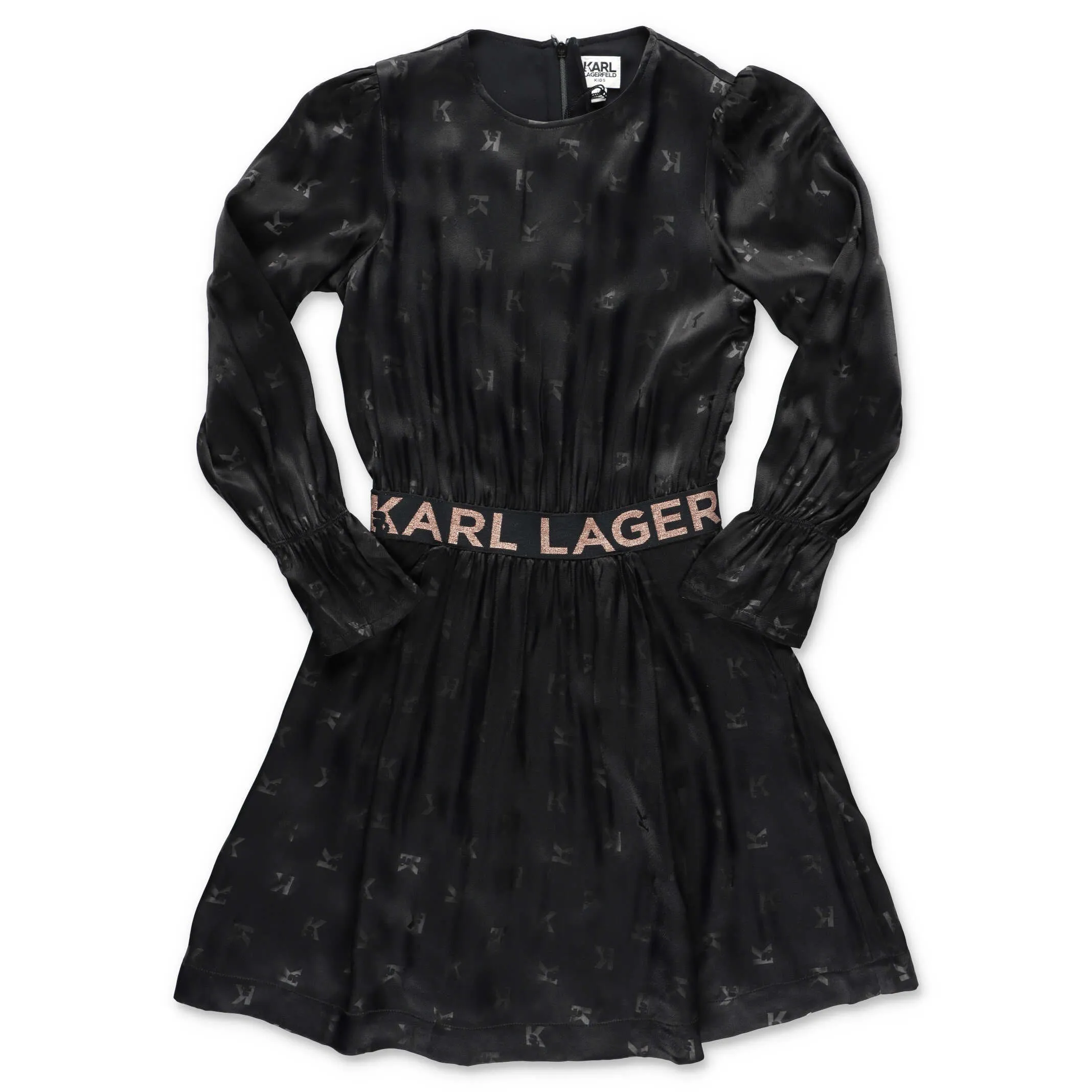 Karl Lagerfeld Kids Logo Band Monogram Long Sleeve Dress