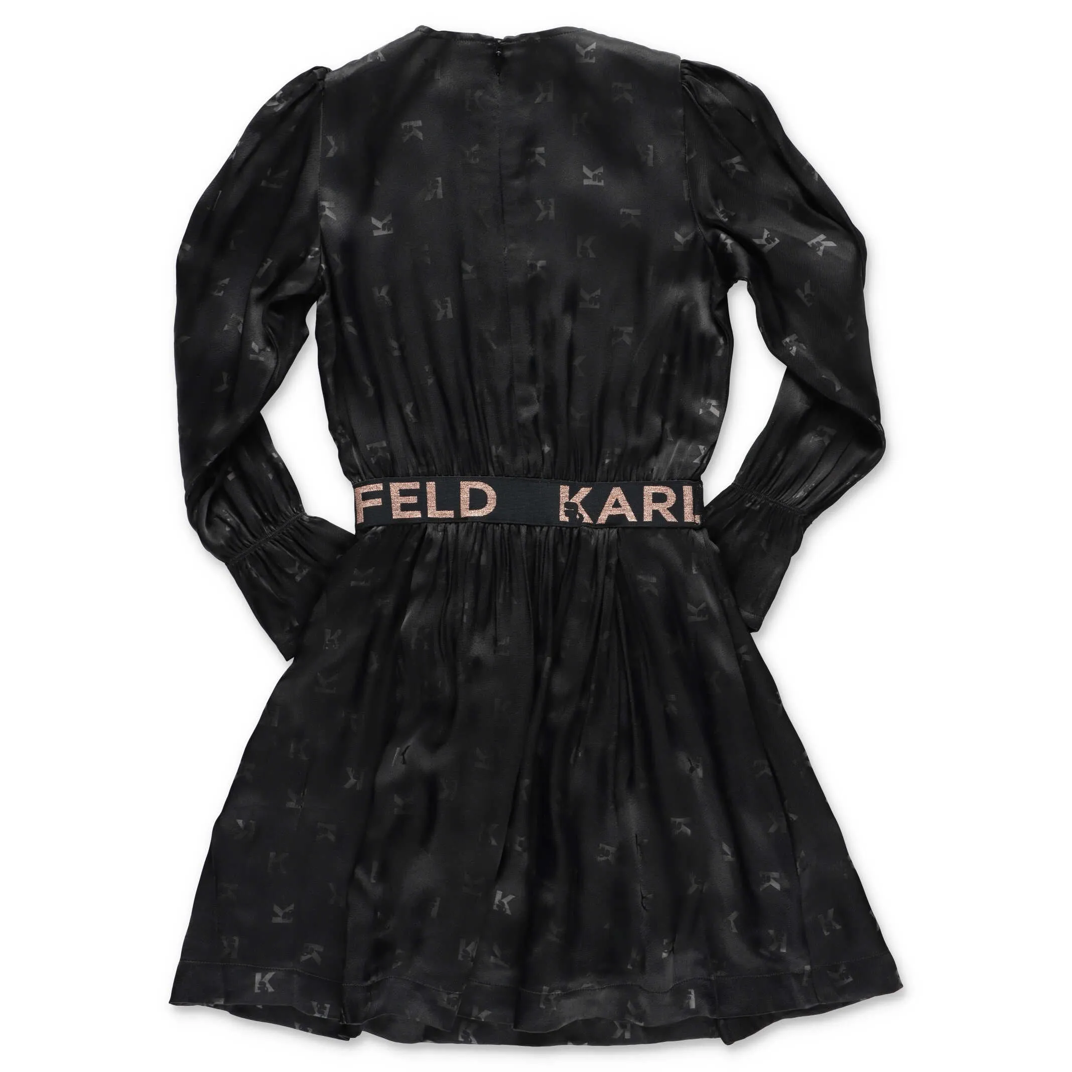 Karl Lagerfeld Kids Logo Band Monogram Long Sleeve Dress