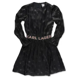 Karl Lagerfeld Kids Logo Band Monogram Long Sleeve Dress