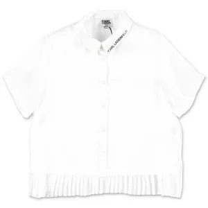 Karl Lagerfeld Kids Pleated Detail Short Sleeve Shirt