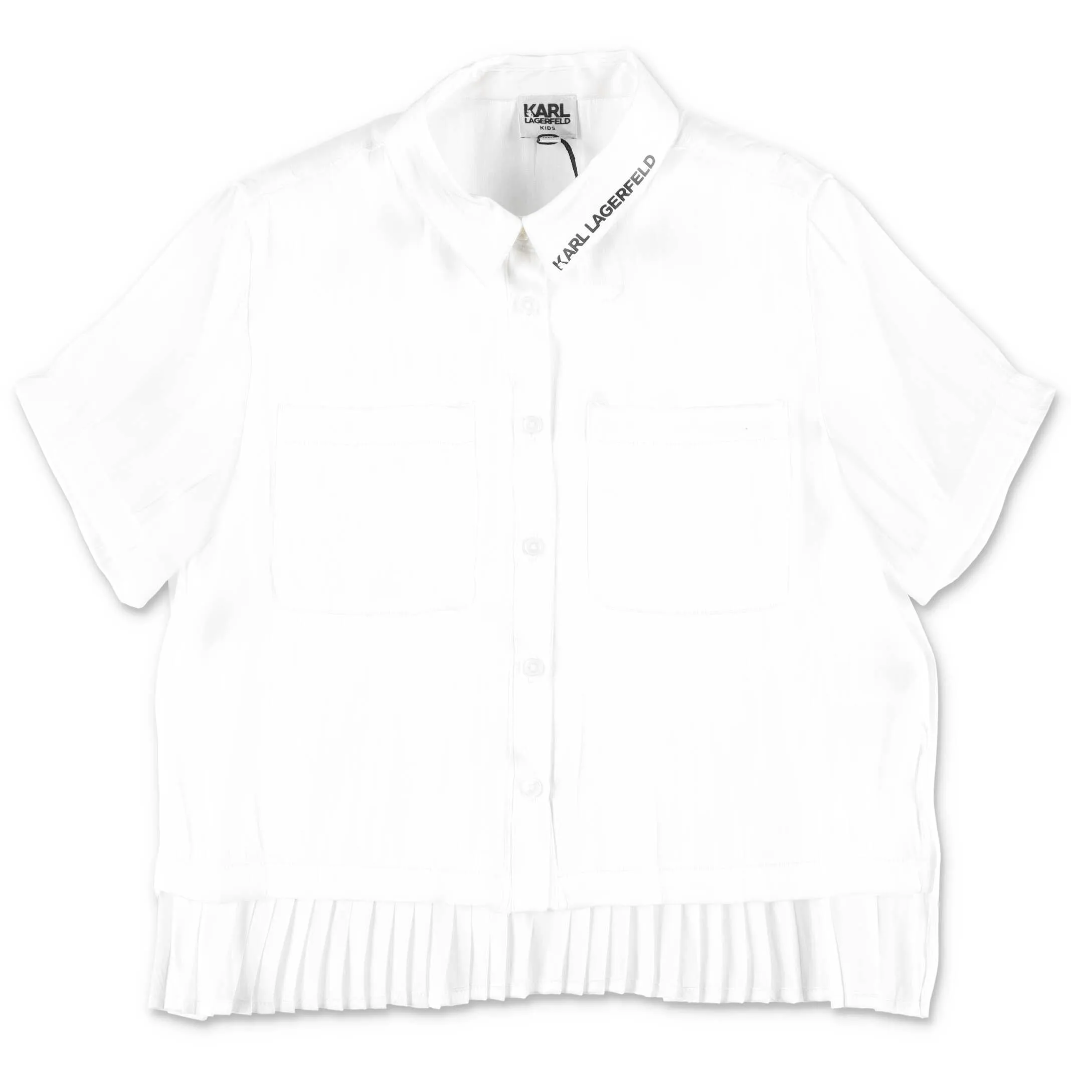 Karl Lagerfeld Kids Pleated Detail Short Sleeve Shirt