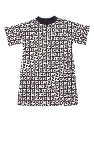 Kenzo Kids Allover Logo Printed Short Sleeved T-Shirt Dress