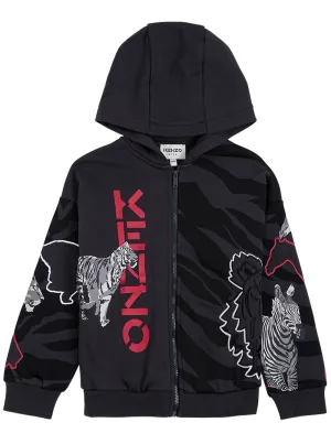 Kenzo Kids Animal Print Zipped Jacket