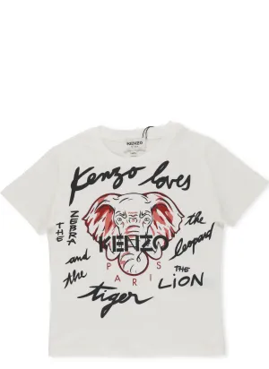 Kenzo Kids Elephant Logo Printed T-Shirt