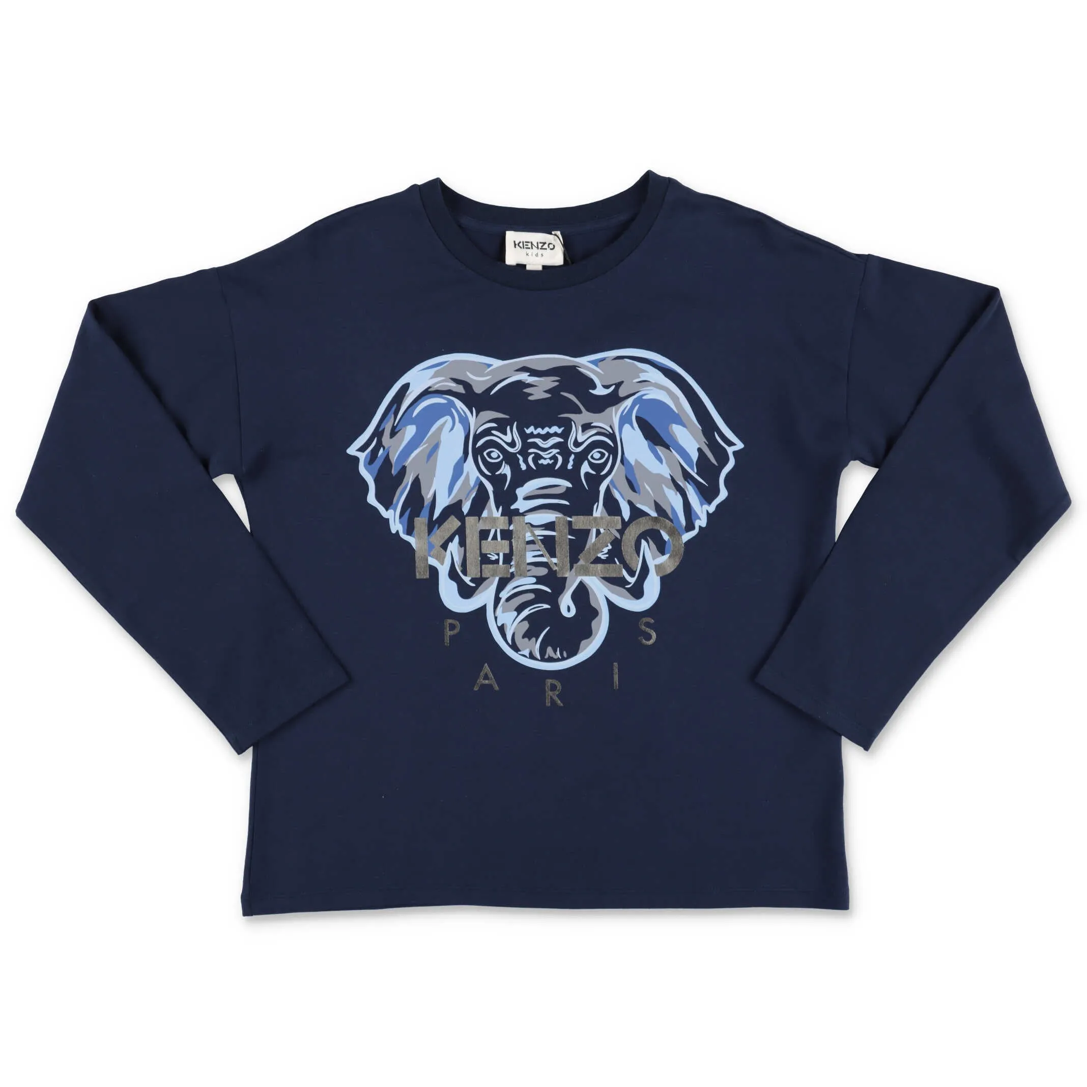 Kenzo Kids Elephant Print Long-Sleeve Crewneck T-Shirt