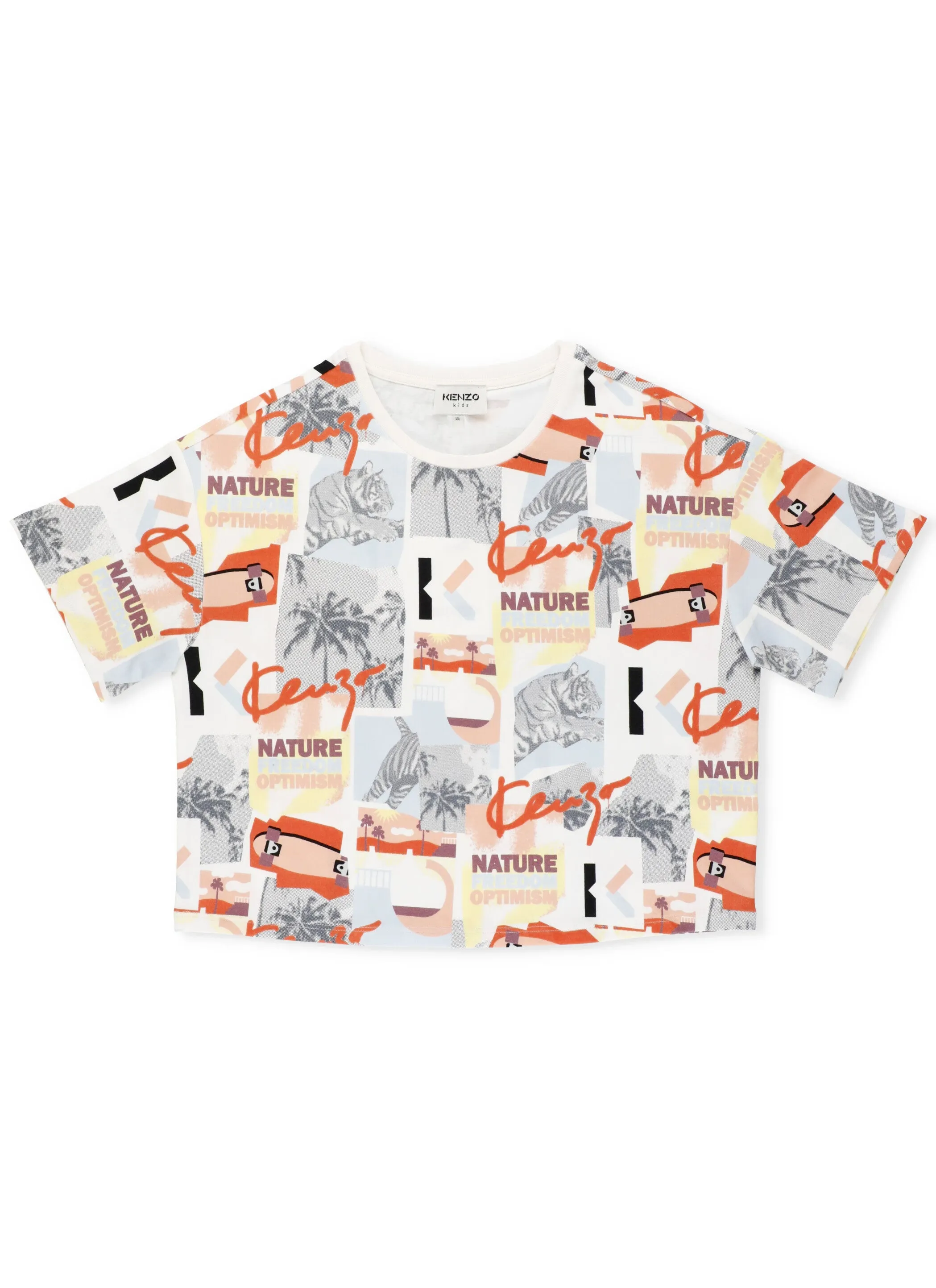 Kenzo Kids Logo Patchwork Crewneck T-Shirt