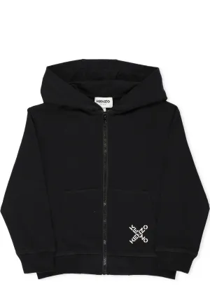 Kenzo Kids Logo Printed Zipped Hoodie