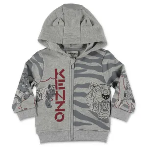 Kenzo Kids Zebra Printed Zipped Hoodie