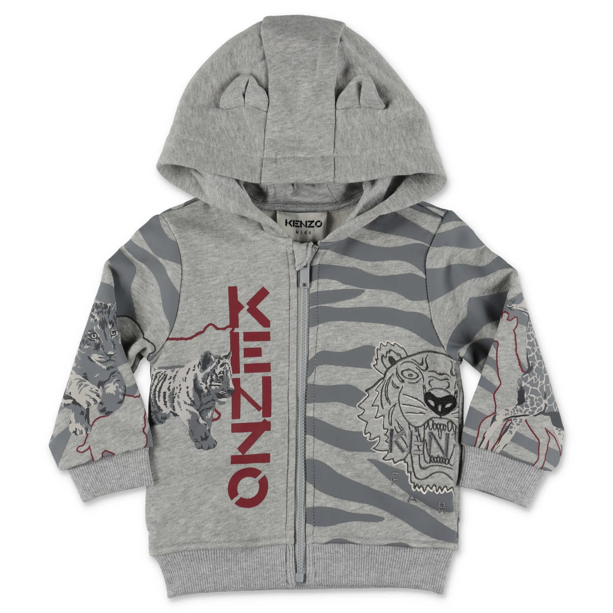 Kenzo Kids Zebra Printed Zipped Hoodie